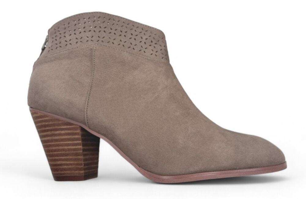 Violet & Red Jackson Laser Cut Topline Booties Pointed Toe Taupe Womens Size 10